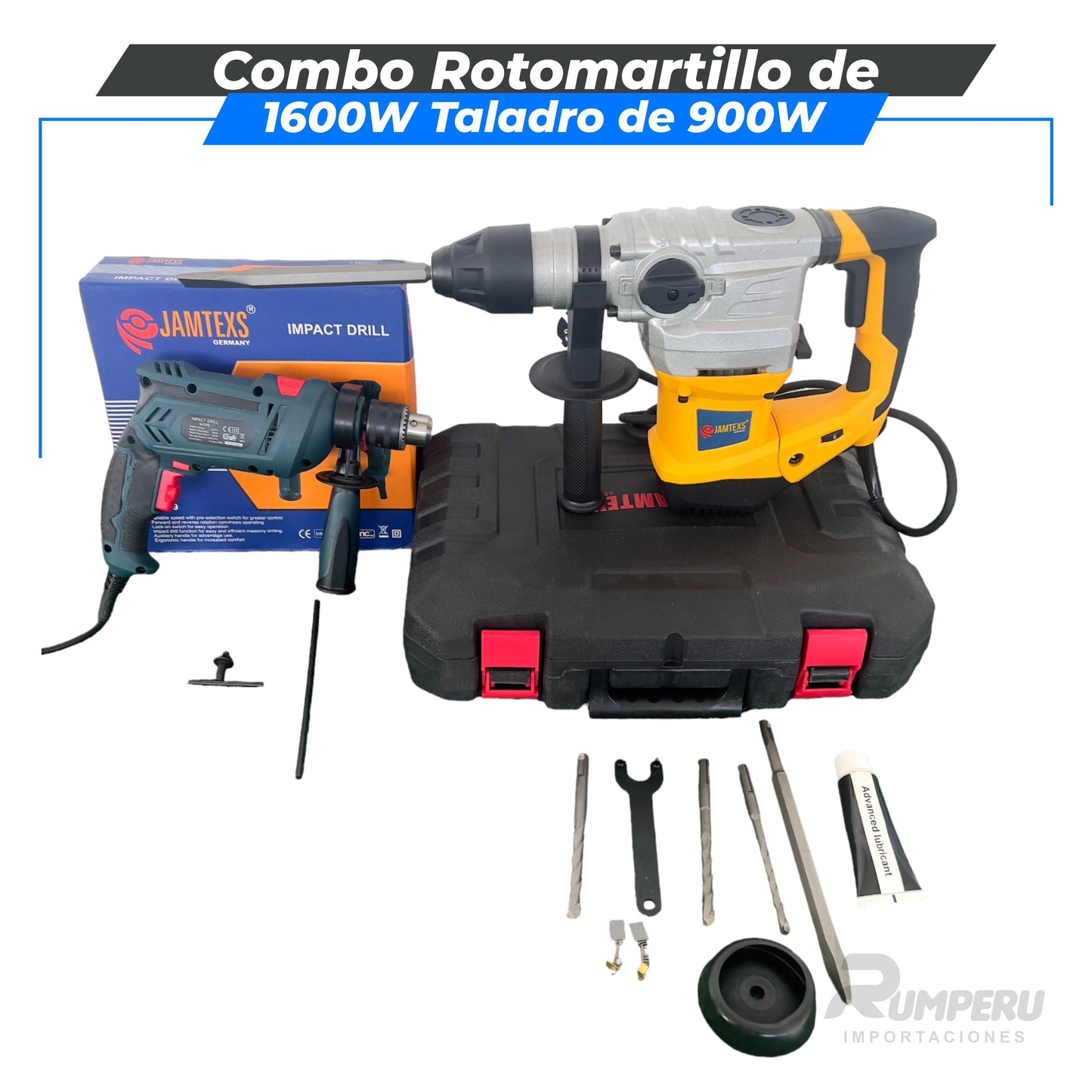 Combo Rotomartillo de 1600W Taladro de 900W