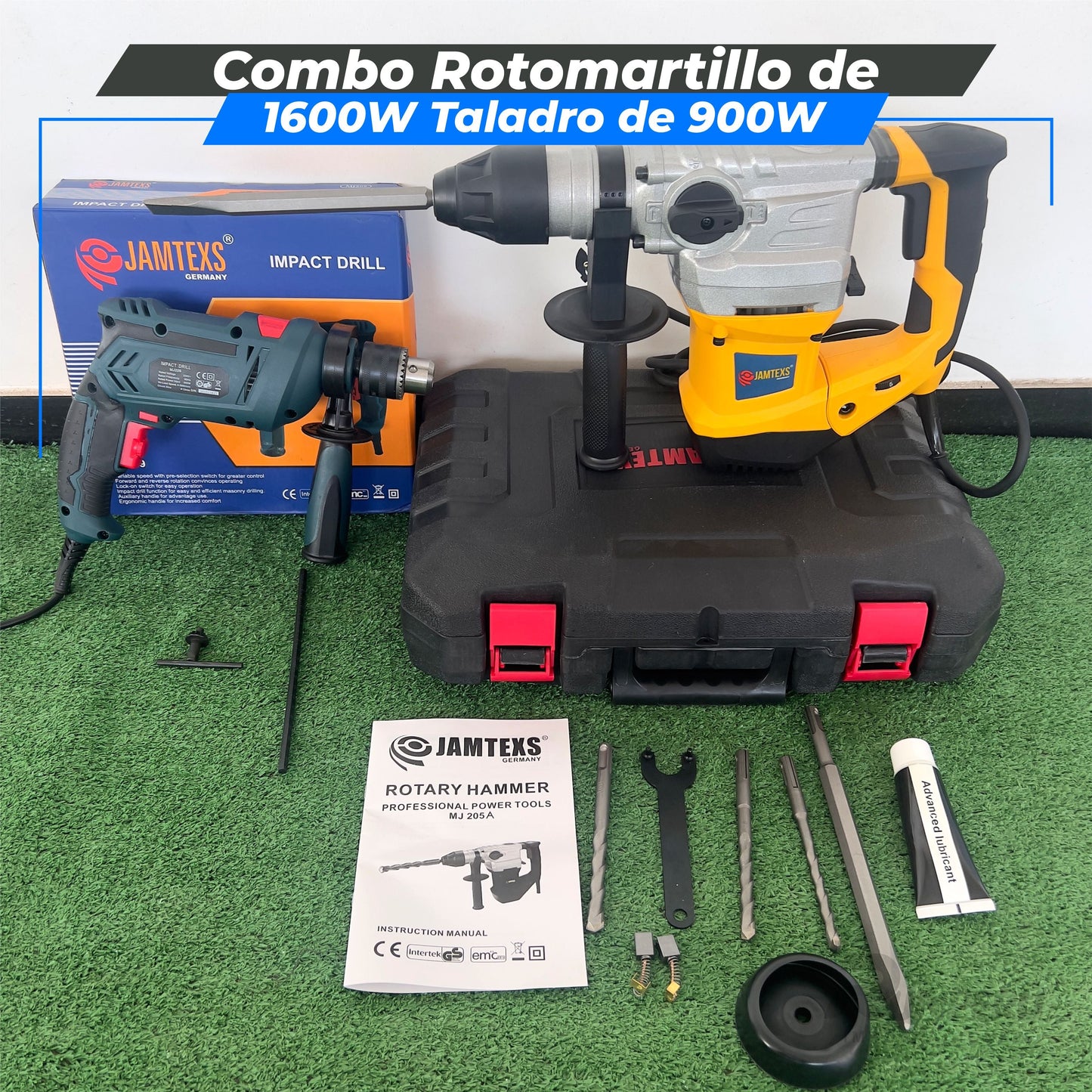 Combo Rotomartillo de 1600W Taladro de 900W