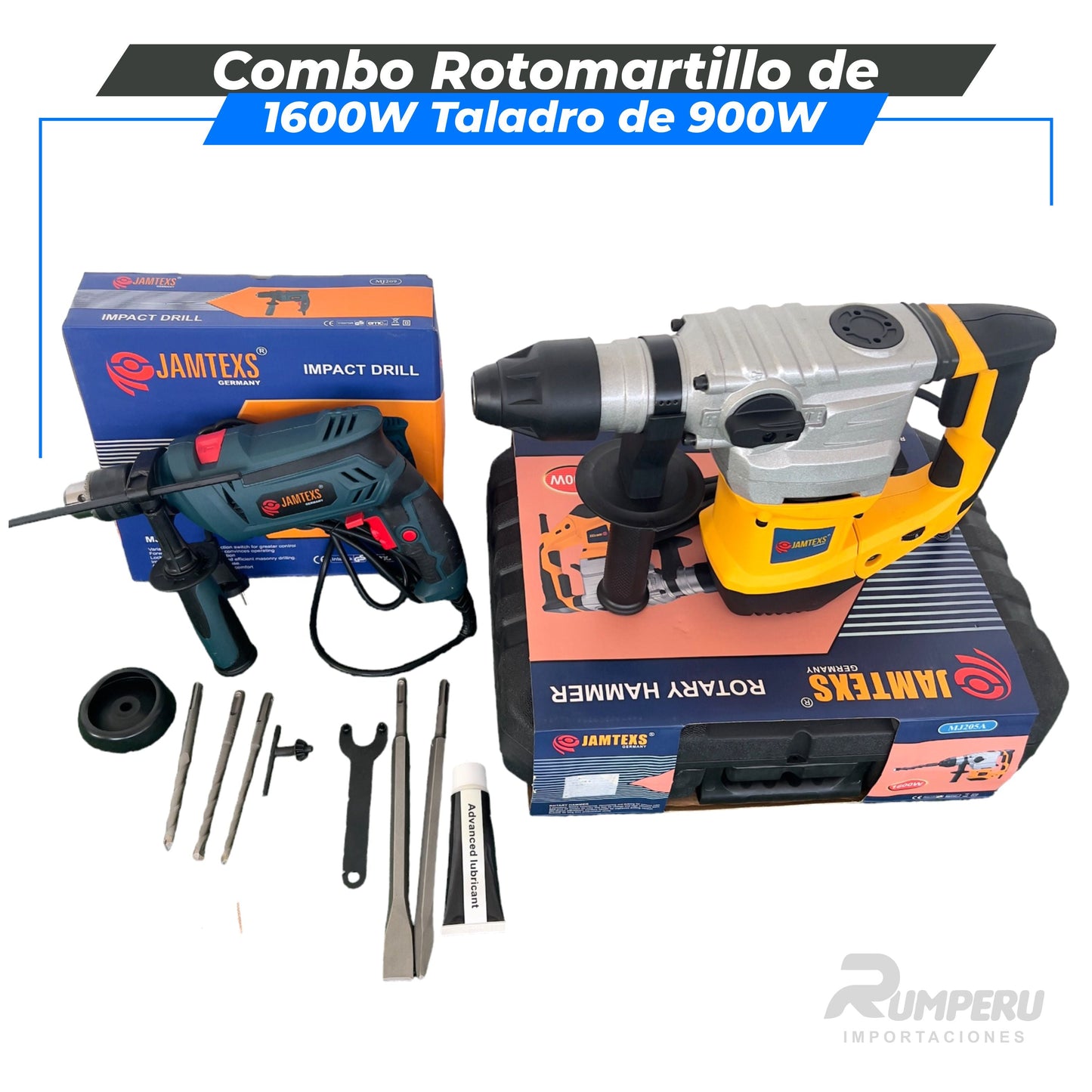 Combo Rotomartillo de 1600W Taladro de 900W