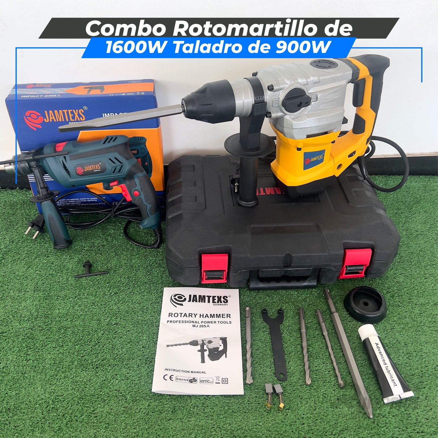 Combo Rotomartillo de 1600W Taladro de 900W