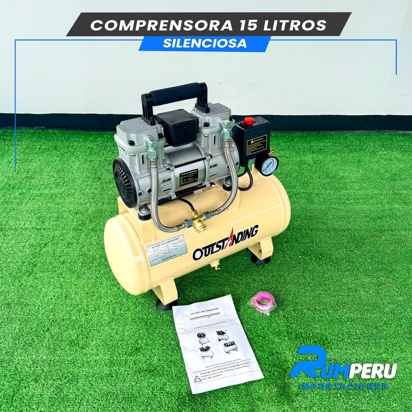 COMPRESORA 15 LITROS SILENCIOSA