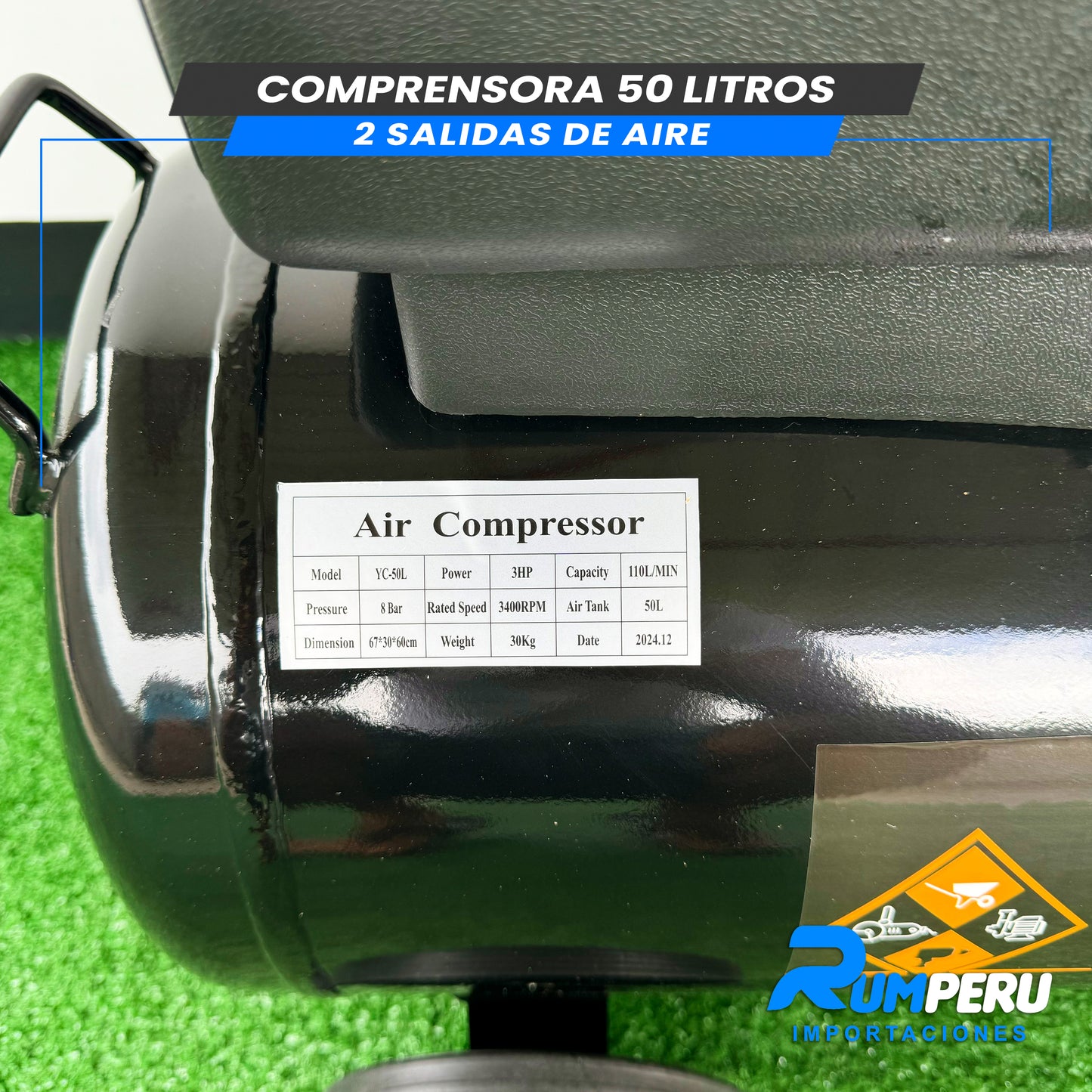 COMPRESORA 50 LITROS 2 SALIDAS DE AIRE