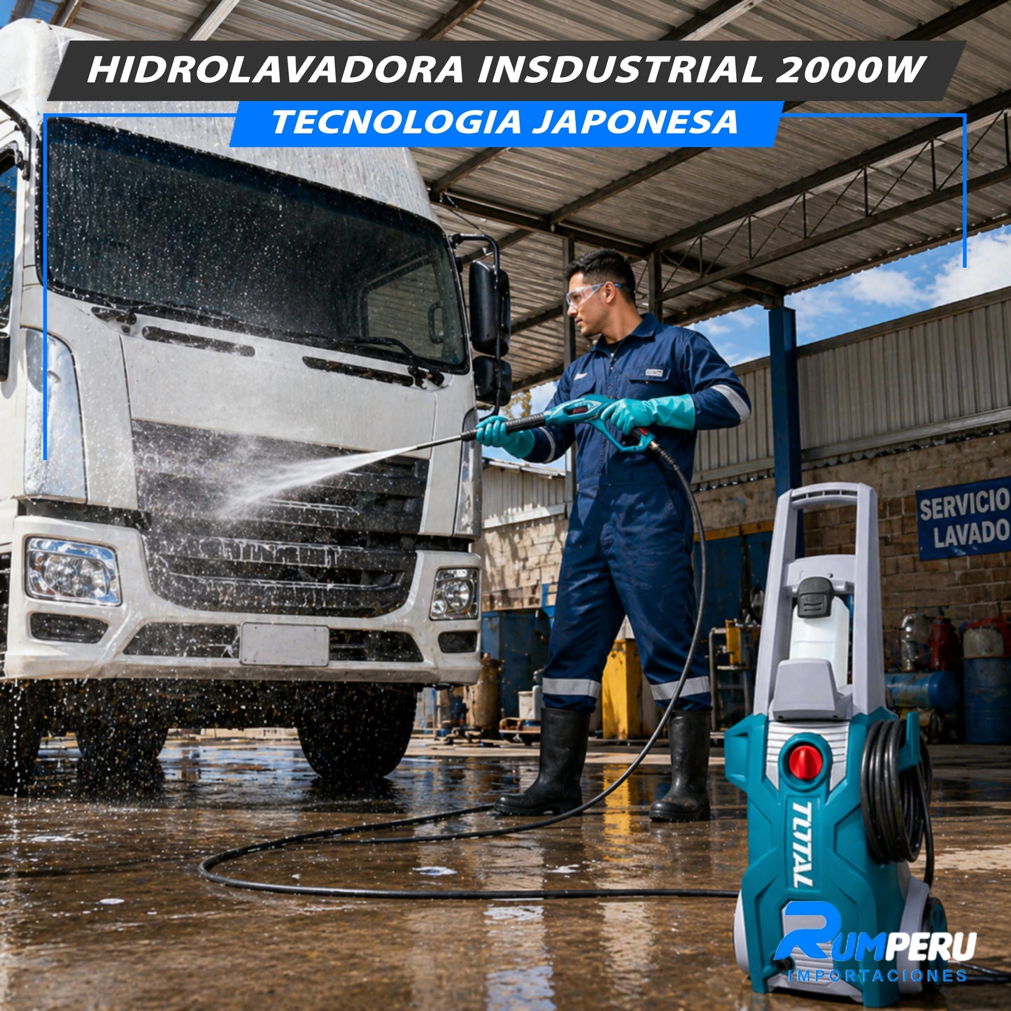 Hidrolavadora Industrial 2000W (Tecnología Japonesa)