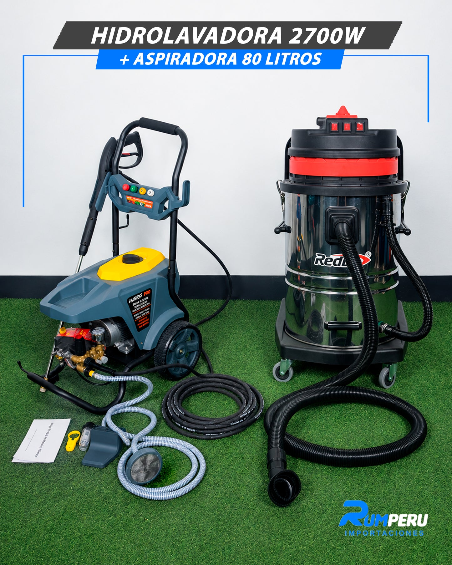 Hidrolavadora 2700W + Aspiradora 80 Litros