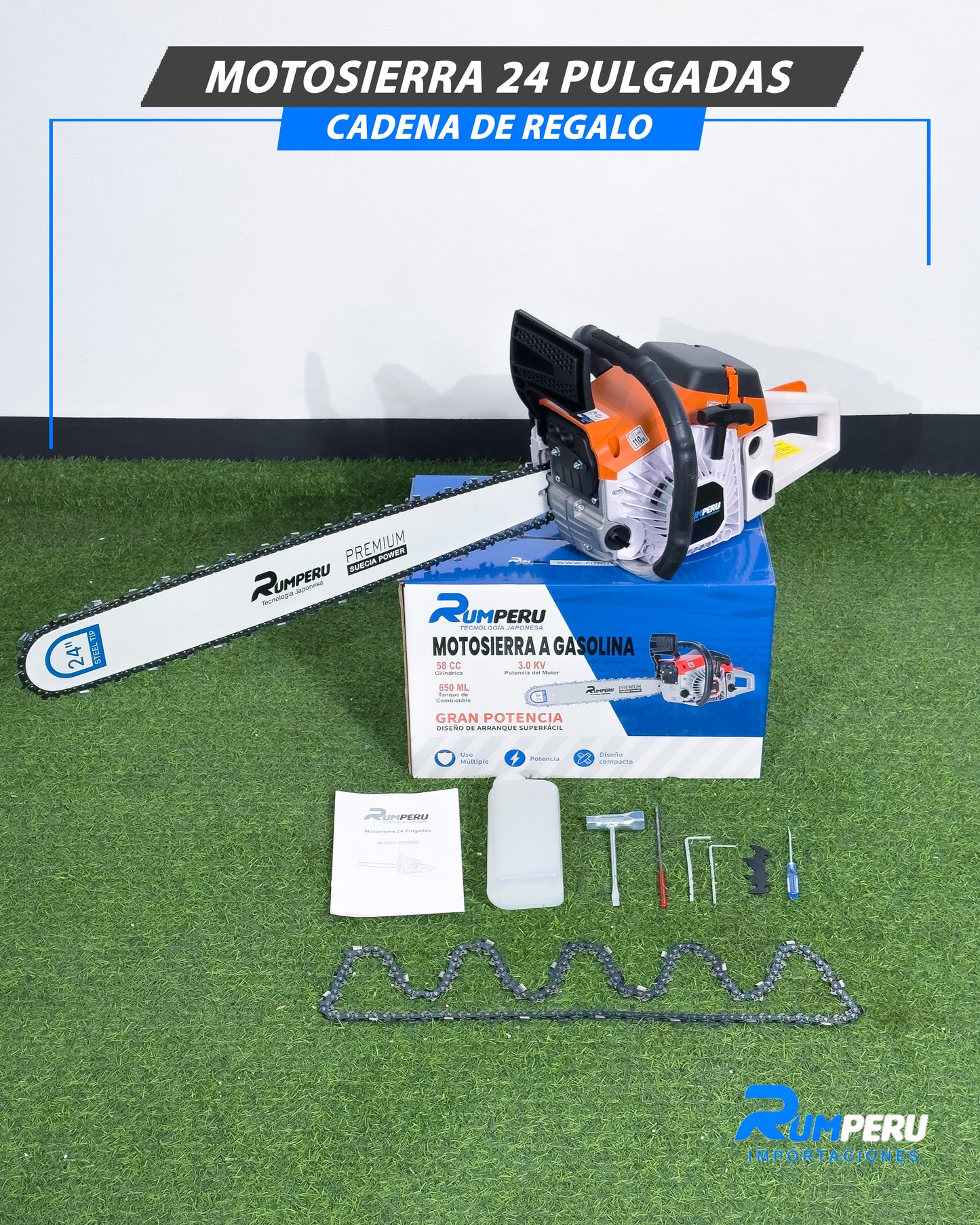 Motosierra 24 Pulgadas, Cadena De Regalo