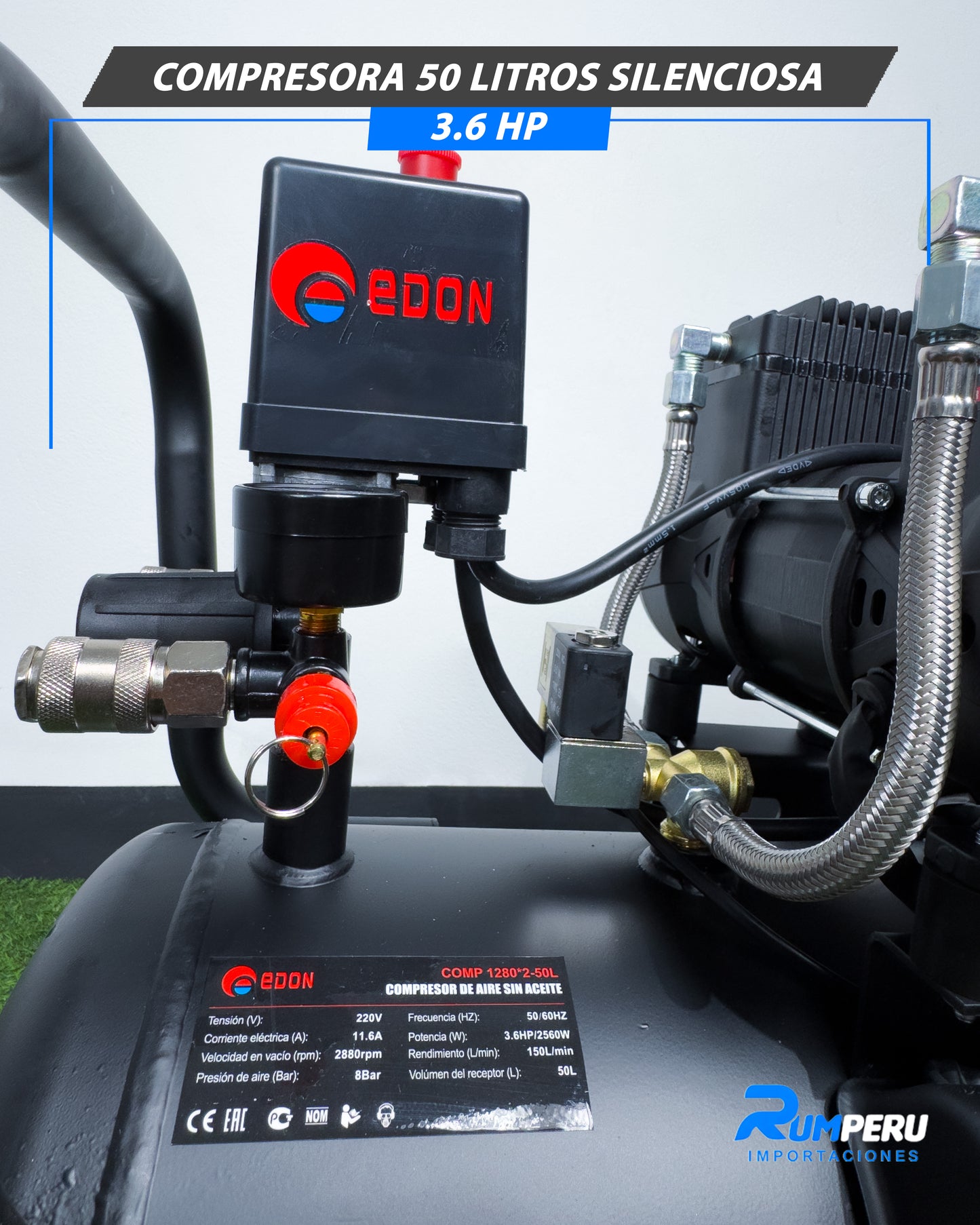 Compresora 50 Litros Silenciosa 3.6 HP