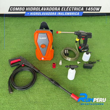 COMBO HIDROLAVADORA ELÉCTRICA 1450W + HIDROLAVADORA INALÁMBRICA