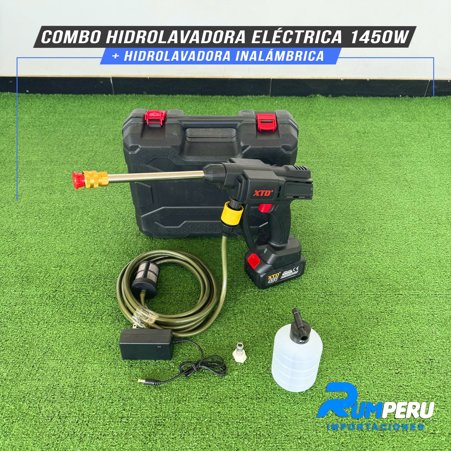 COMBO HIDROLAVADORA ELÉCTRICA 1450W + HIDROLAVADORA INALÁMBRICA