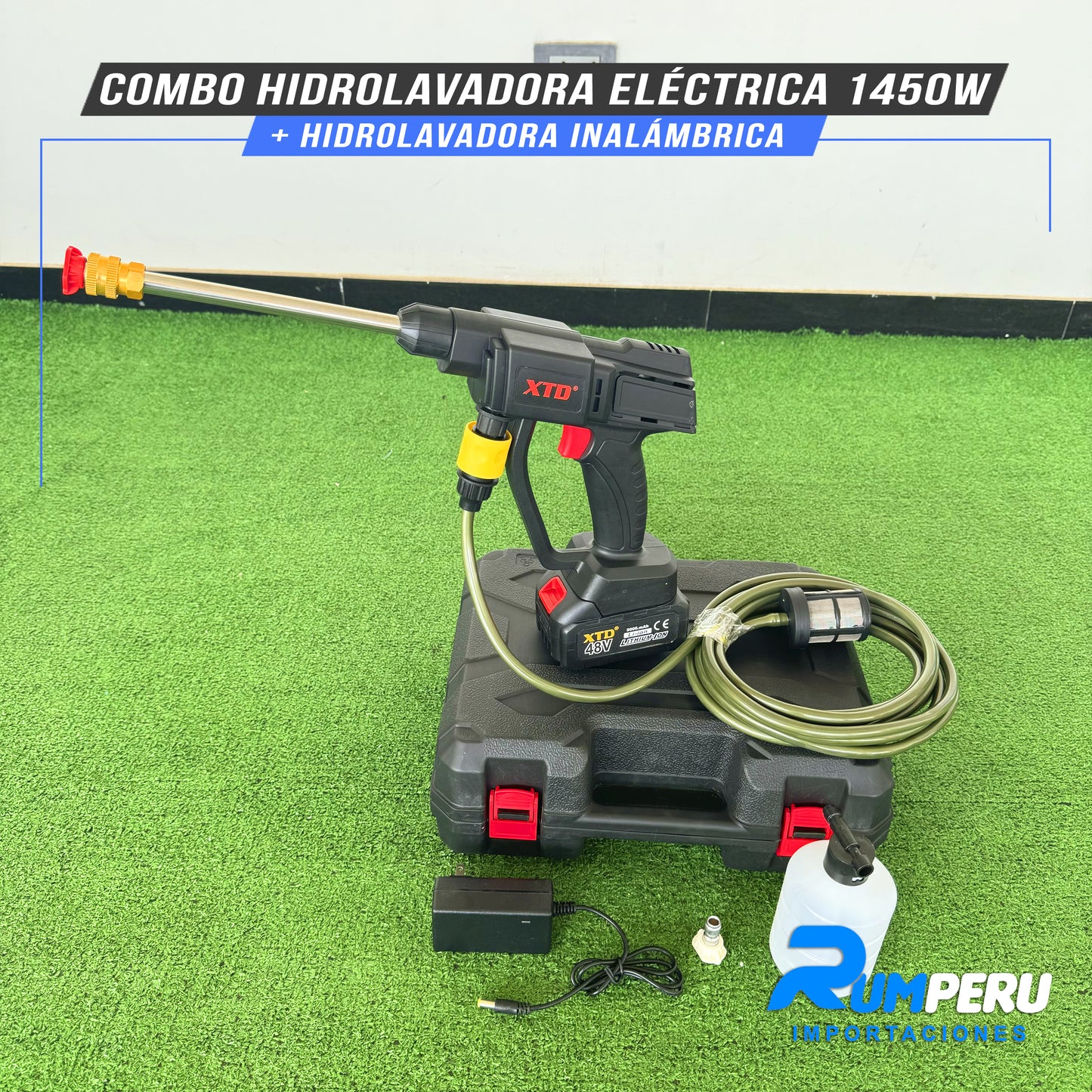 COMBO HIDROLAVADORA ELÉCTRICA 1450W + HIDROLAVADORA INALÁMBRICA