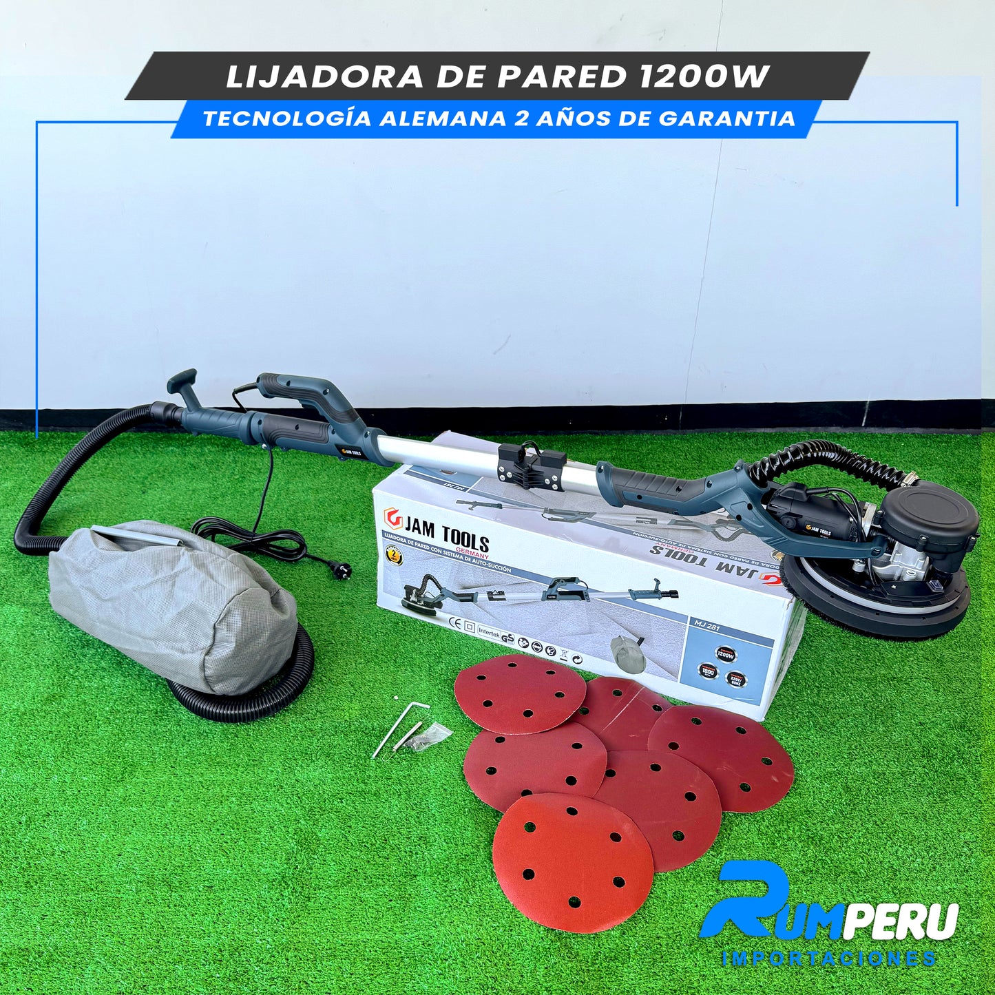 LIJADORA DE PARED 1200W TECNOLOGÍA ALEMANA 2 AÑOS DE GARANTIA