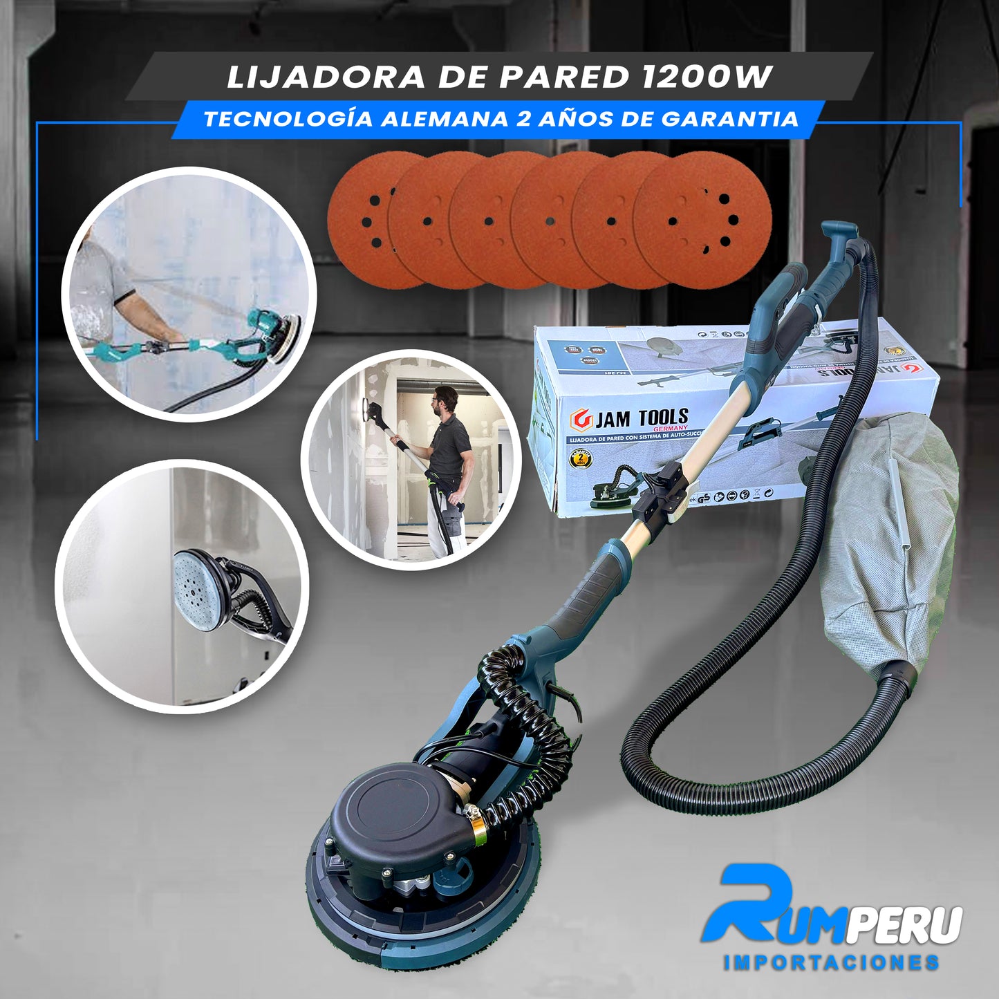 LIJADORA DE PARED 1200W TECNOLOGÍA ALEMANA 2 AÑOS DE GARANTIA