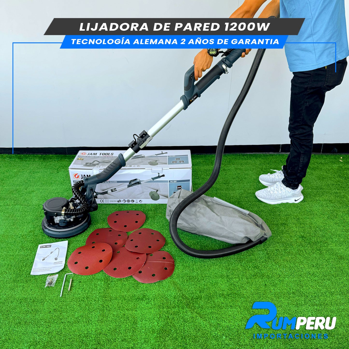 LIJADORA DE PARED 1200W TECNOLOGÍA ALEMANA 2 AÑOS DE GARANTIA