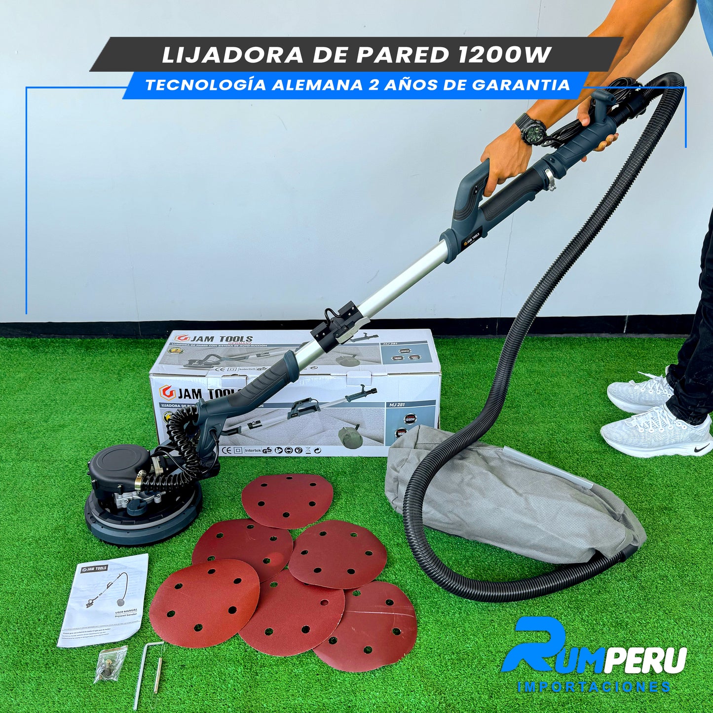 LIJADORA DE PARED 1200W TECNOLOGÍA ALEMANA 2 AÑOS DE GARANTIA