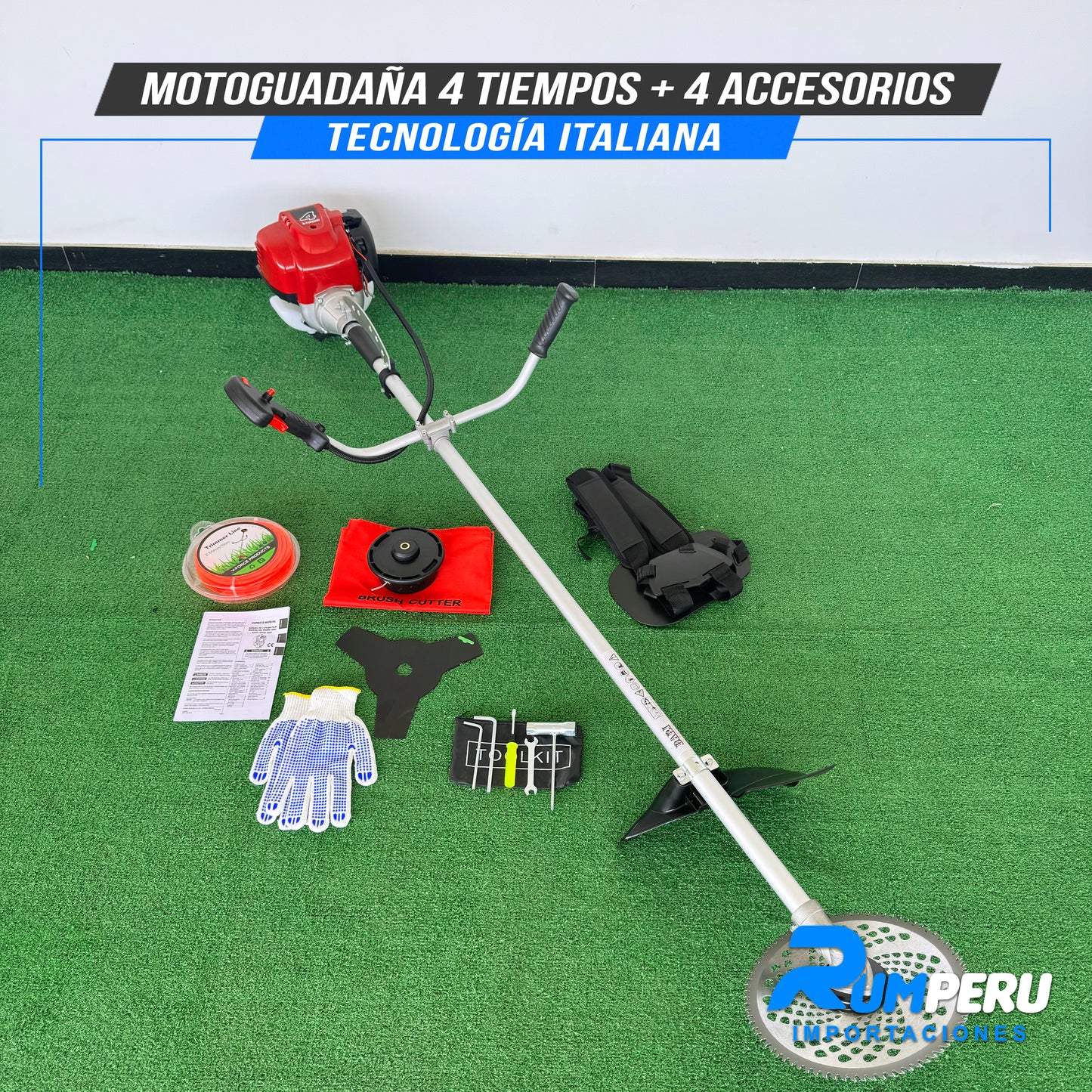 Motoguadaña 3 en 1 Motor 4 Tiempos (Tecnología Italiana)