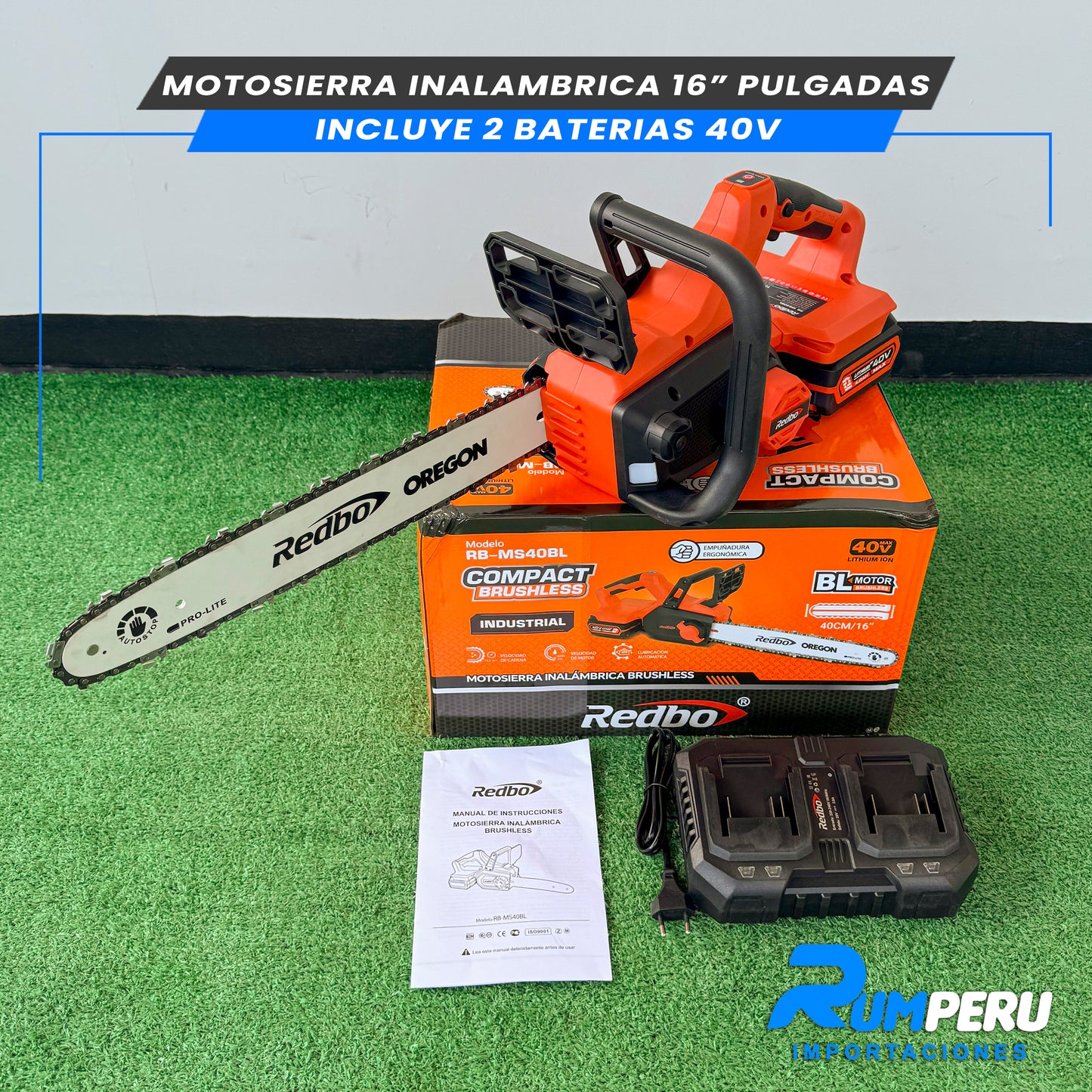 Motosierra inalambrica 16 pulgadas inclulle 2 vaterias de 40V