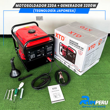 Motosoldador 220A+ Generador 3200W (Tecnología Japonesa)