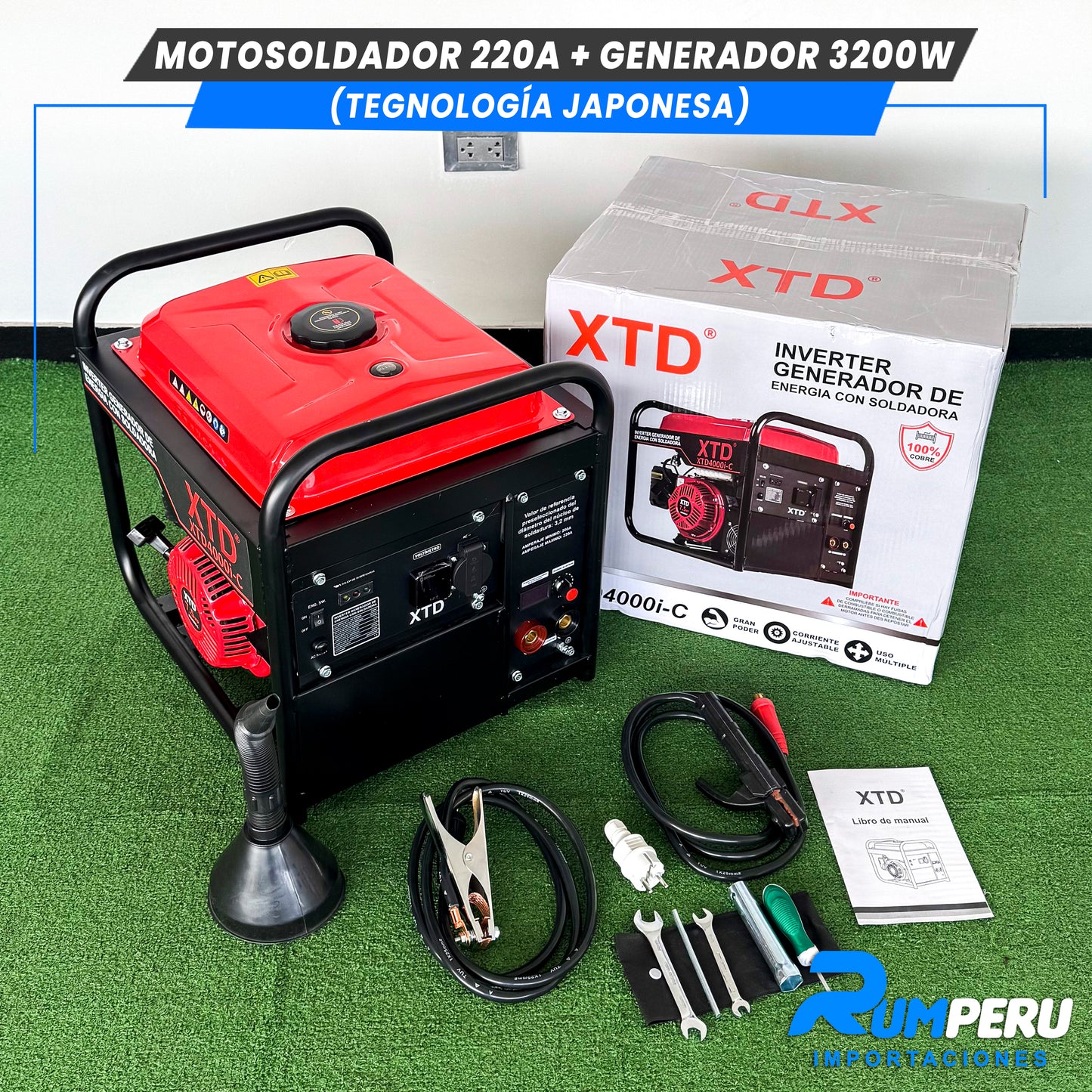 Motosoldador 220A+ Generador 3200W (Tecnología Japonesa)