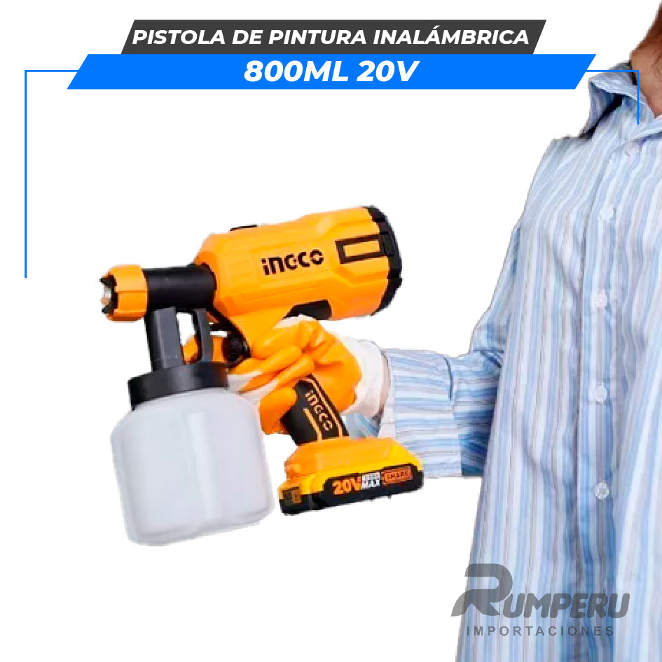 Pistola Pintar 20v Inalámbrica Ingco