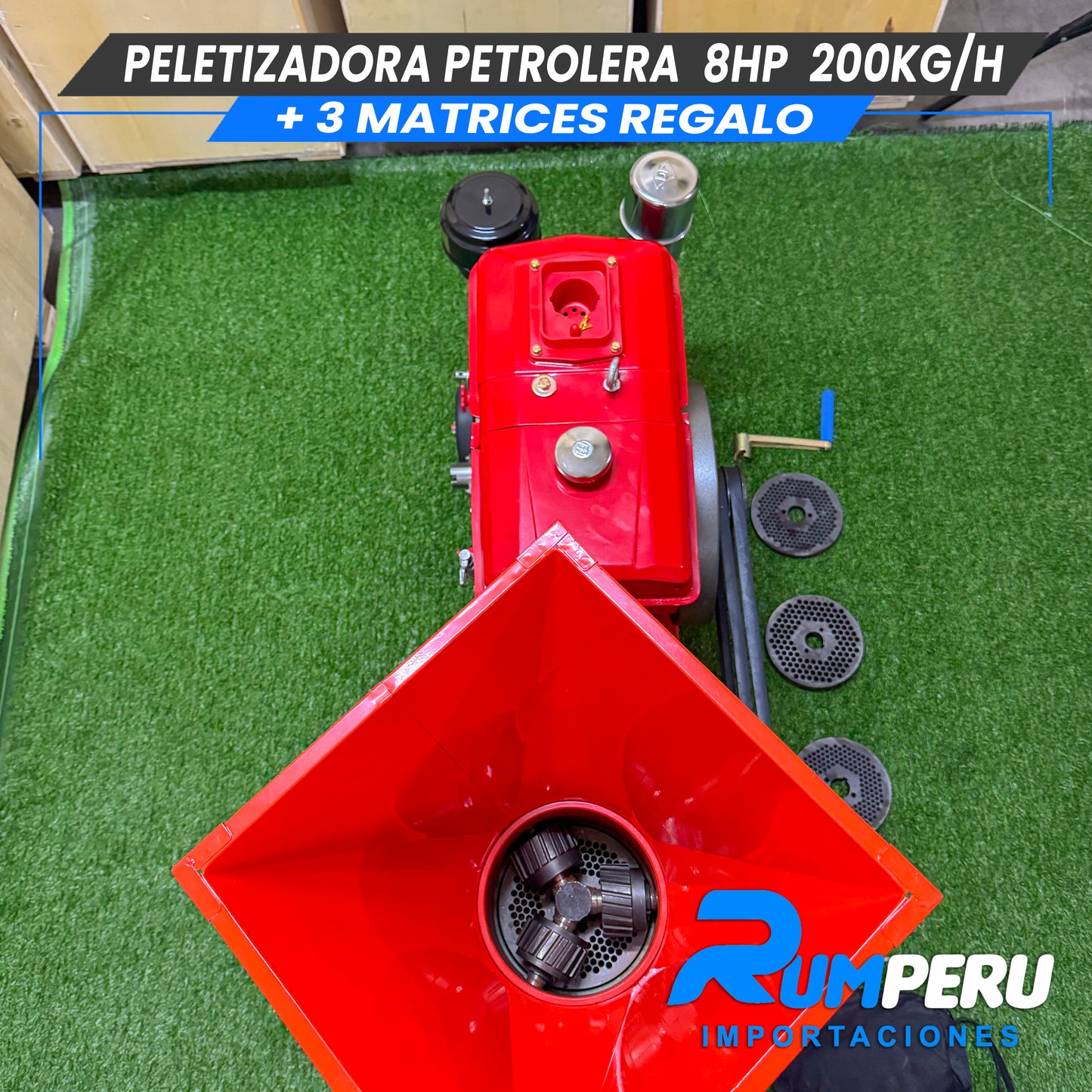 Peletizadoro con Motor Petrolero 8HP 200KG ( 3 MATRICES DE REGALO)