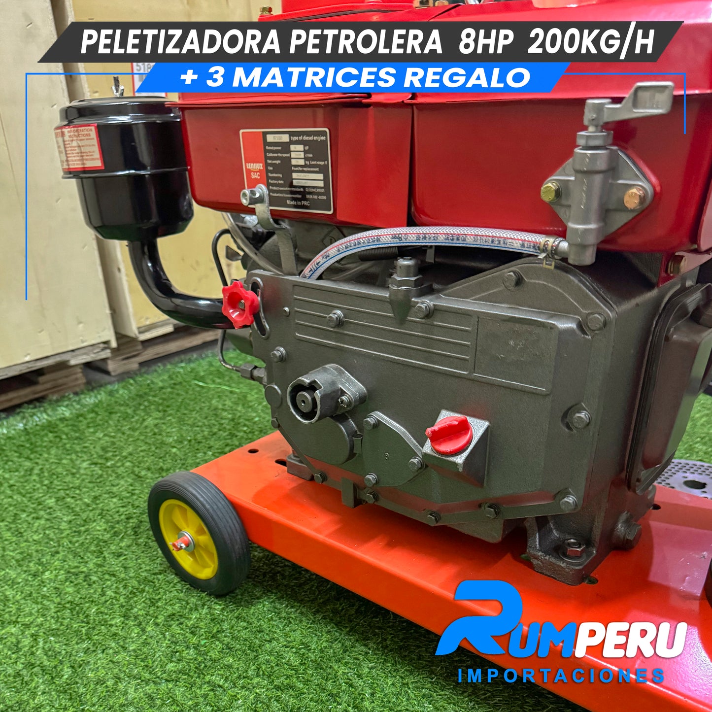 Peletizadoro con Motor Petrolero 8HP 200KG ( 3 MATRICES DE REGALO)