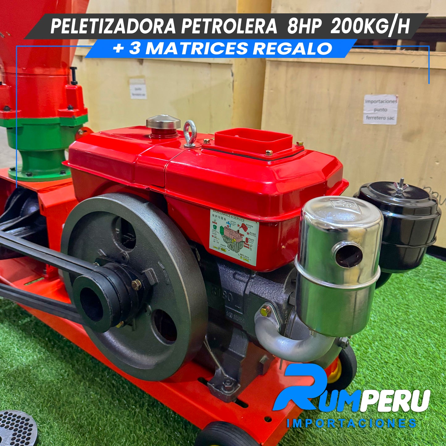 Peletizadoro con Motor Petrolero 8HP 200KG ( 3 MATRICES DE REGALO)