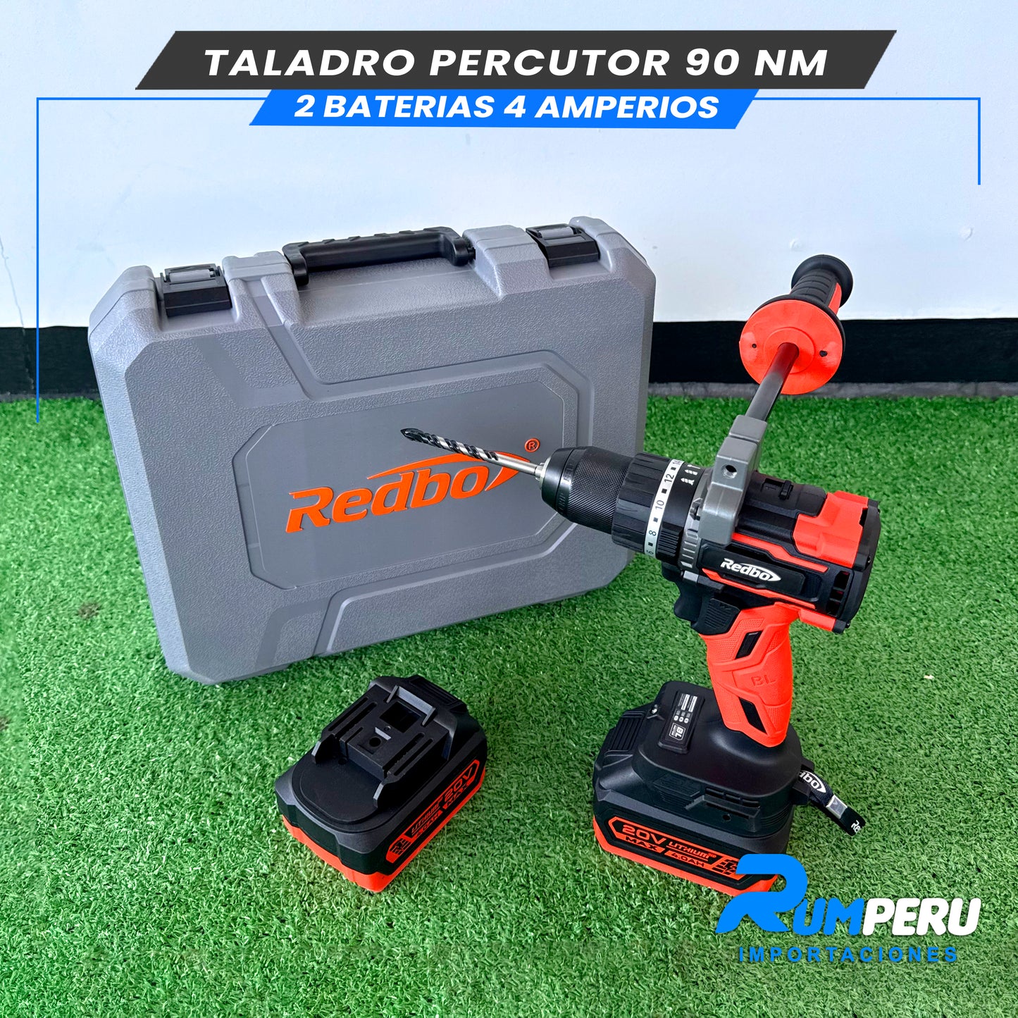 TALADRO PERCUTOR 90 NM 2 BATERIAS 4 AMPERIOS