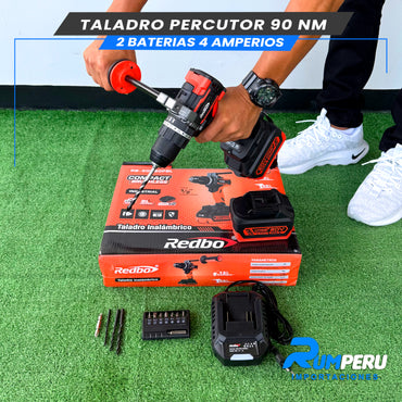 TALADRO PERCUTOR 90 NM 2 BATERIAS 4 AMPERIOS