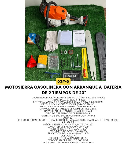 Motosierra 20P Con Arranque Eléctrico (Tecnología Japonesa)
