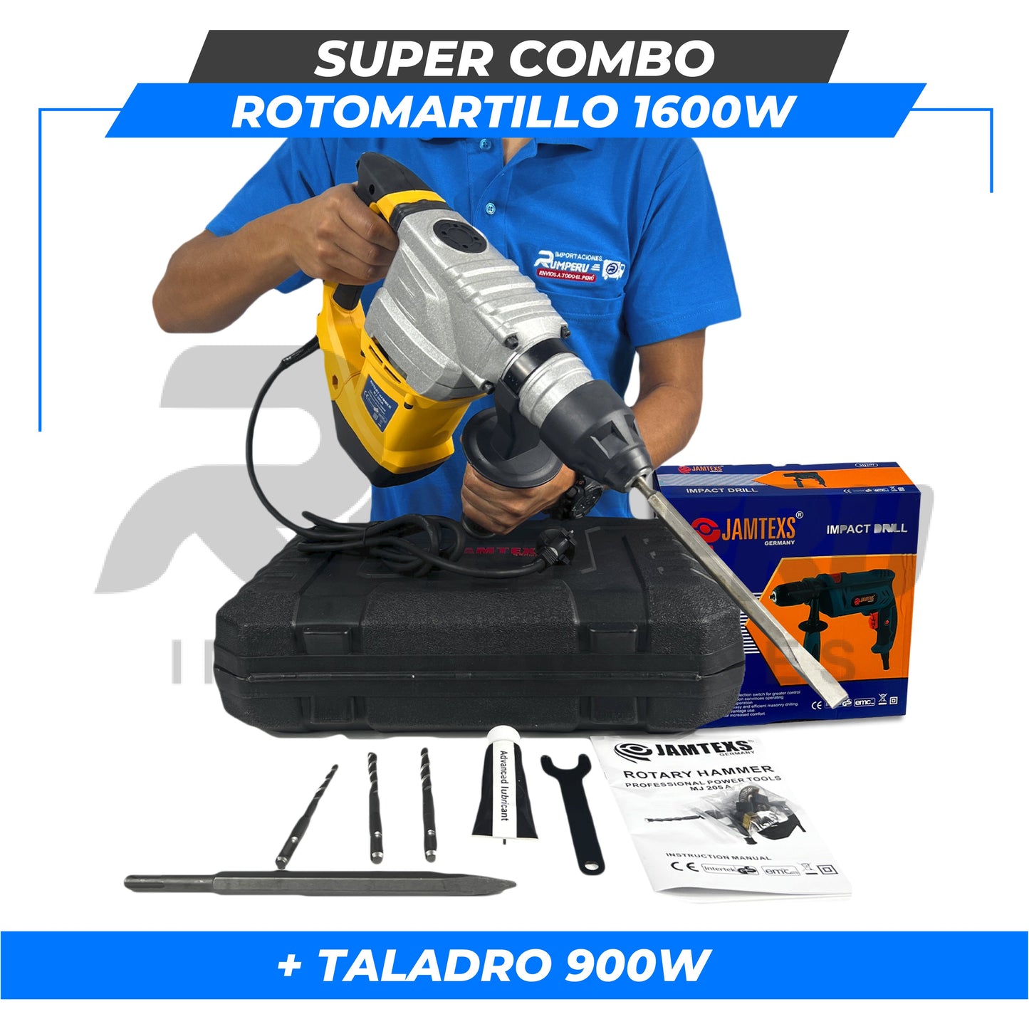 Combo Rotomartillo de 1600W Taladro de 900W