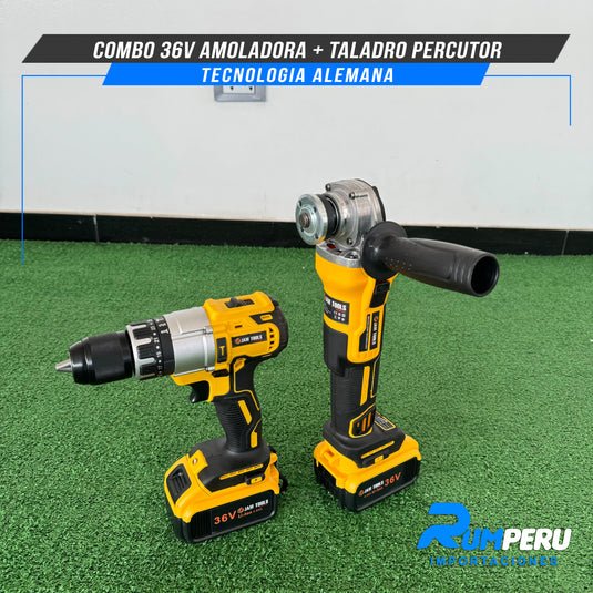 Amoladora + Taladro Percutor 36V ( Tecnología Alemana)