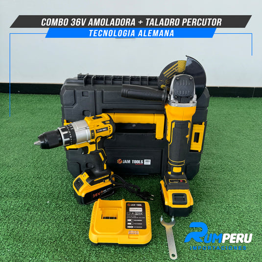 Amoladora + Taladro Percutor 36V ( Tecnología Alemana)