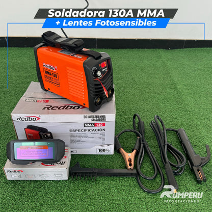 Soldadora Inversora 130A REDBO MMA-130 + Lentes