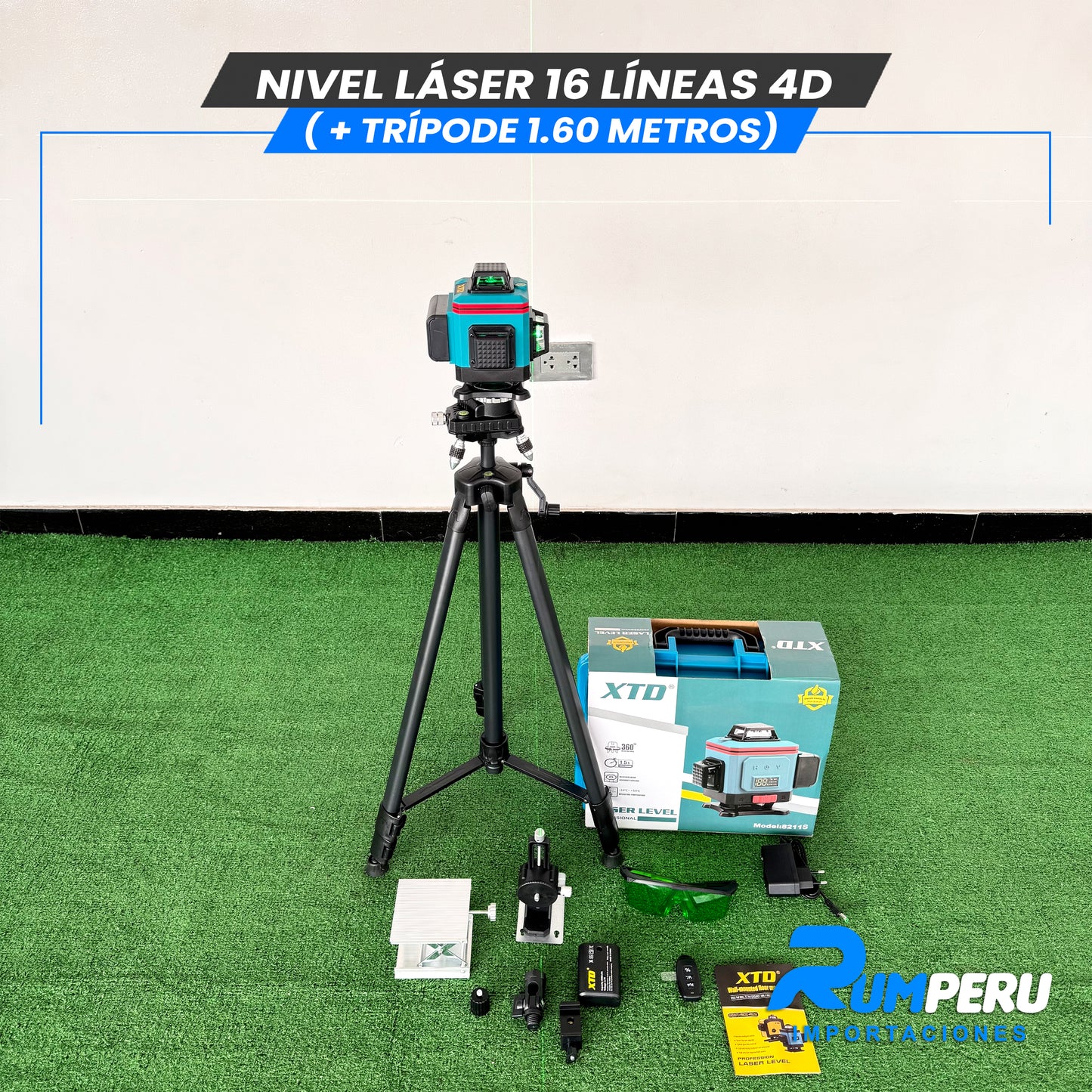 Nivel laser 16 líneas 4D (+ trípode 1.60 metros )