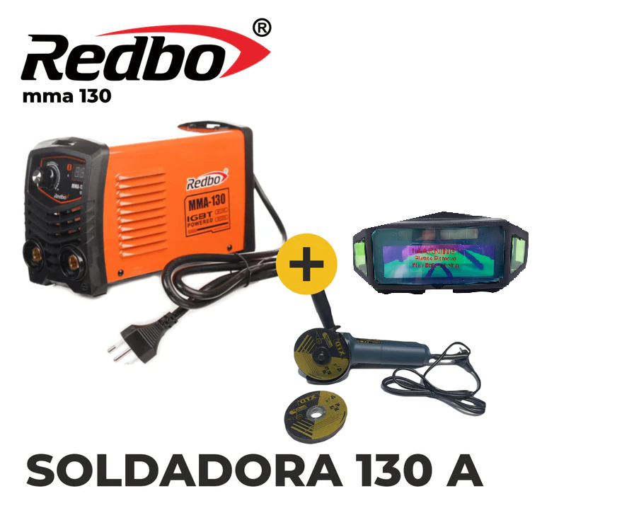 Soldadora-Inversora- 130A-Redbo-MMA-130- Amoladora