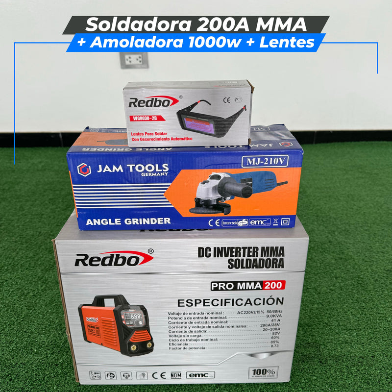 Cargue la imagen en el visor de la galería, Soldadora 200A PRO MMA -LIFT TIF + Amoladora 1000w
