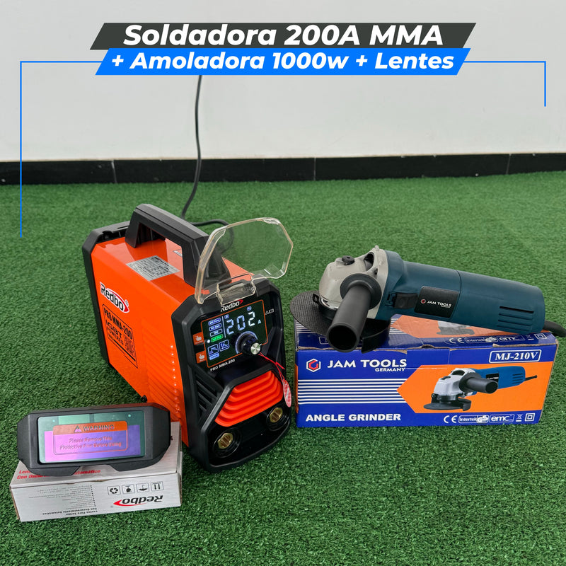 Cargue la imagen en el visor de la galería, Soldadora 200A PRO MMA -LIFT TIF + Amoladora 1000w
