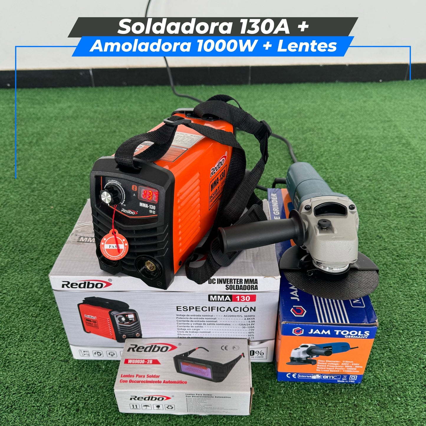 Soldadora  130Amperios MMA + Amoladora 1000w