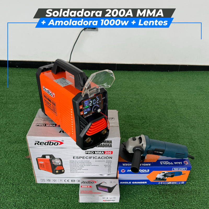 Cargue la imagen en el visor de la galería, Soldadora 200A PRO MMA -LIFT TIF + Amoladora 1000w
