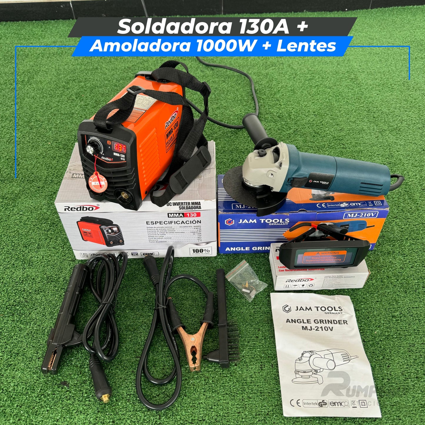 Soldadora  130Amperios MMA + Amoladora 1000w