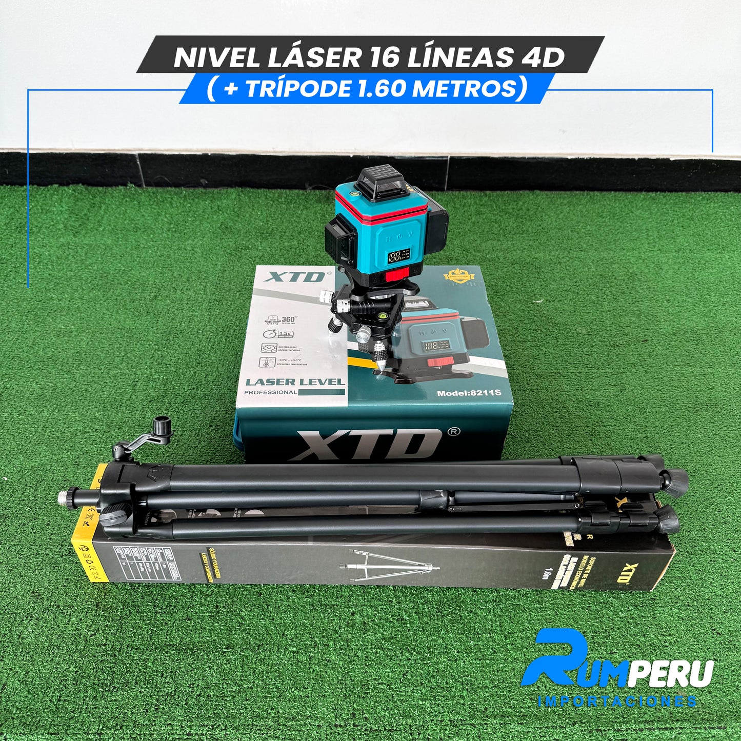 Nivel laser 16 líneas 4D (+ trípode 1.60 metros )