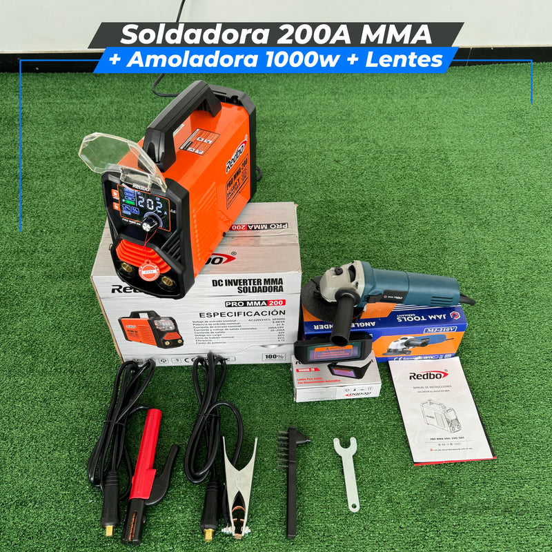 Cargue la imagen en el visor de la galería, Soldadora 200A PRO MMA -LIFT TIF + Amoladora 1000w
