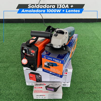 Soldadora  130Amperios MMA + Amoladora 1000w