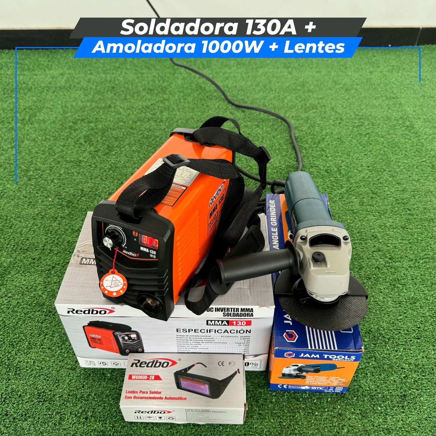 Soldadora  130Amperios MMA + Amoladora 1000w