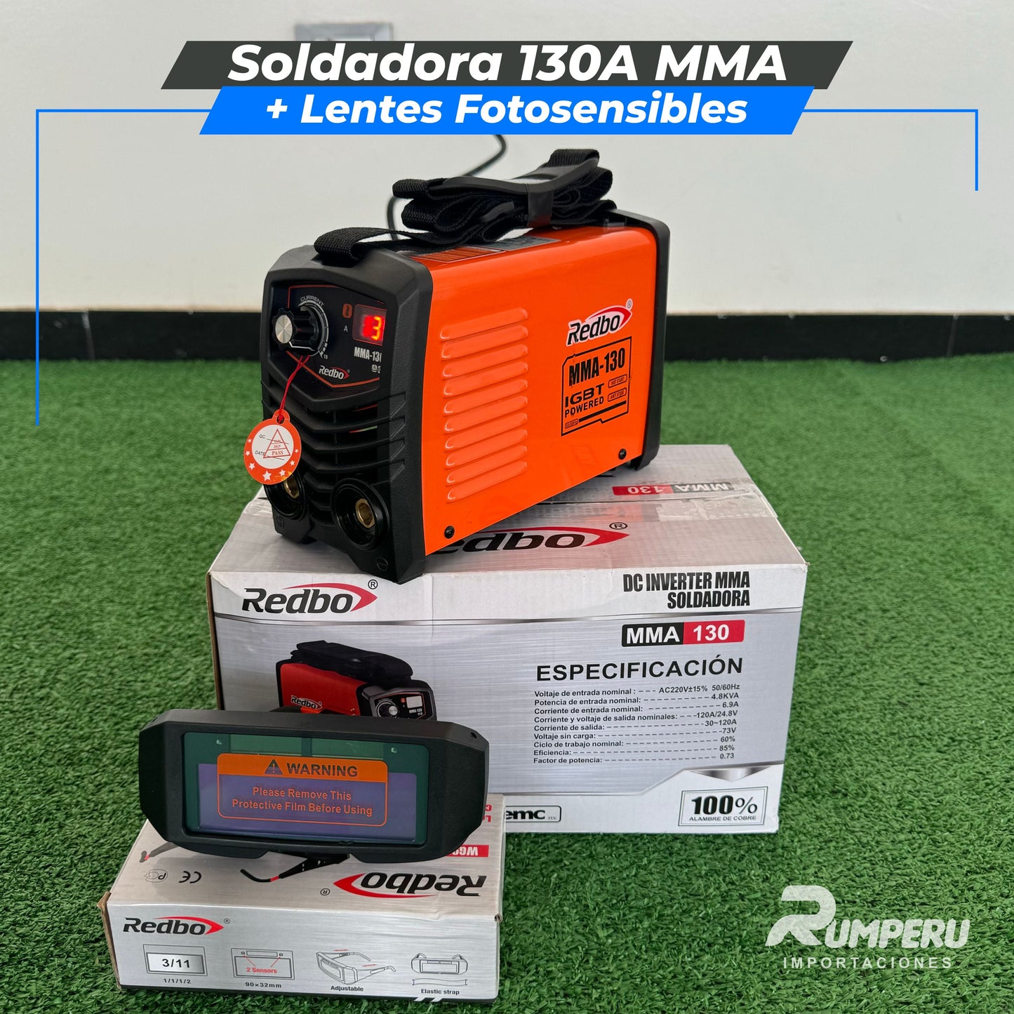 Soldadora Inversora 130A REDBO MMA-130 + Lentes