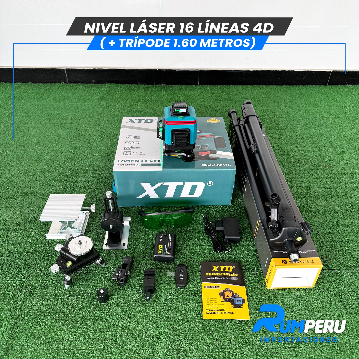 Nivel laser 16 líneas 4D (+ trípode 1.60 metros )