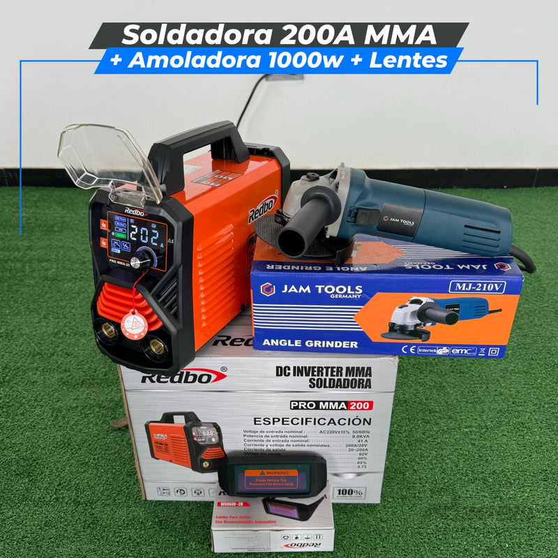 Cargue la imagen en el visor de la galería, Soldadora 200A PRO MMA -LIFT TIF + Amoladora 1000w
