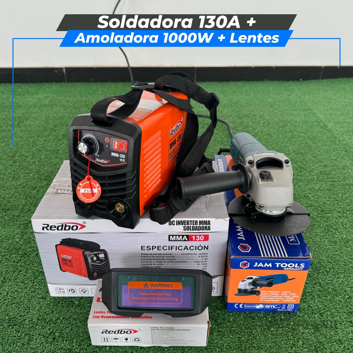 Soldadora  130Amperios MMA + Amoladora 1000w