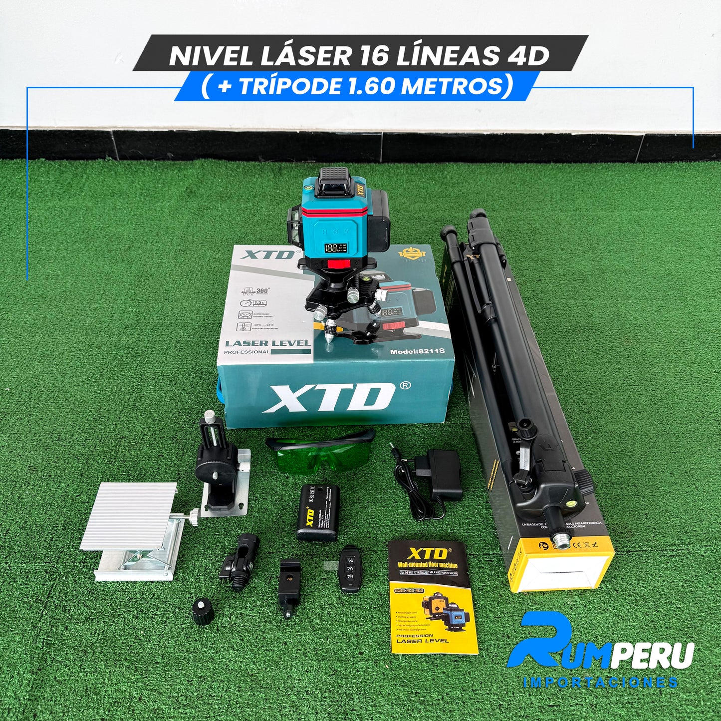 Nivel laser 16 líneas 4D (+ trípode 1.60 metros )