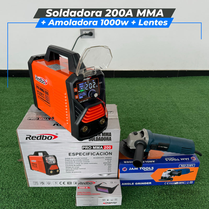 Cargue la imagen en el visor de la galería, Soldadora 200A PRO MMA -LIFT TIF + Amoladora 1000w
