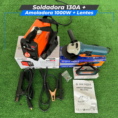 Soldadora  130Amperios MMA + Amoladora 1000w